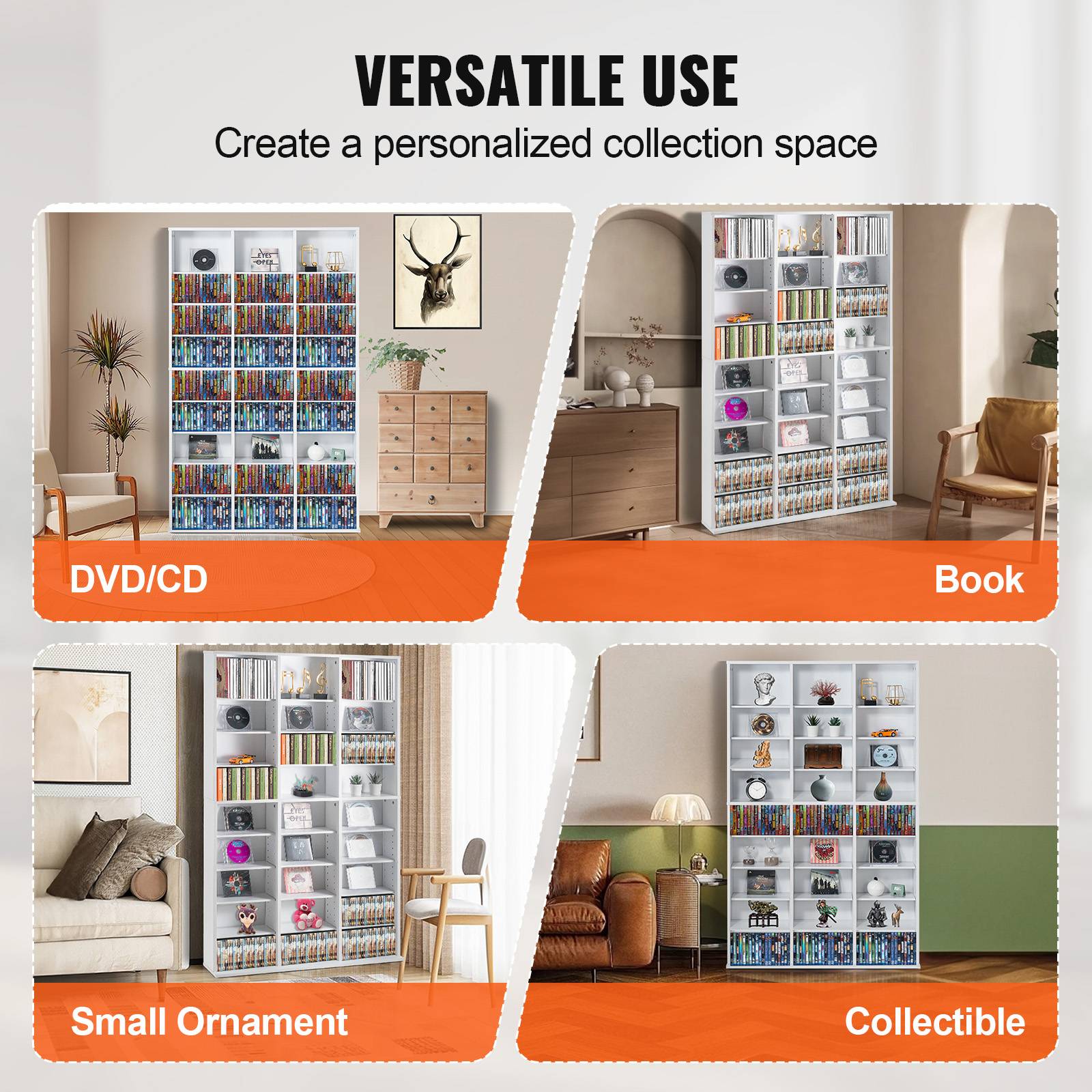 VEVOR Armoire rangement CD/DVD, 27 compartiments. 9 couches, pour 756 CD. Blanc. - Image 6