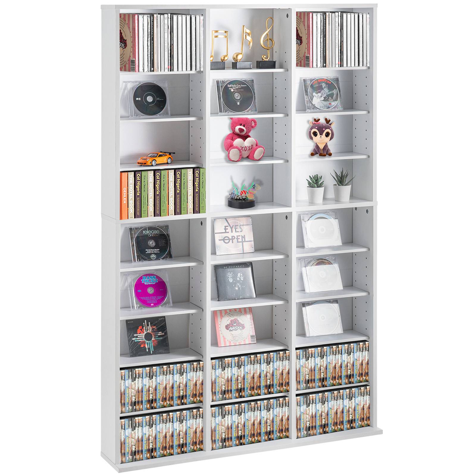 VEVOR Armoire rangement CD/DVD, 27 compartiments. 9 couches, pour 756 CD. Blanc. - Image 1