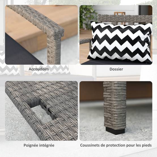 Banc de jardin 2 places avec coffre rangement 160L rotin PE terrasse gris - ComfortXL Outdoor Living - Image 9