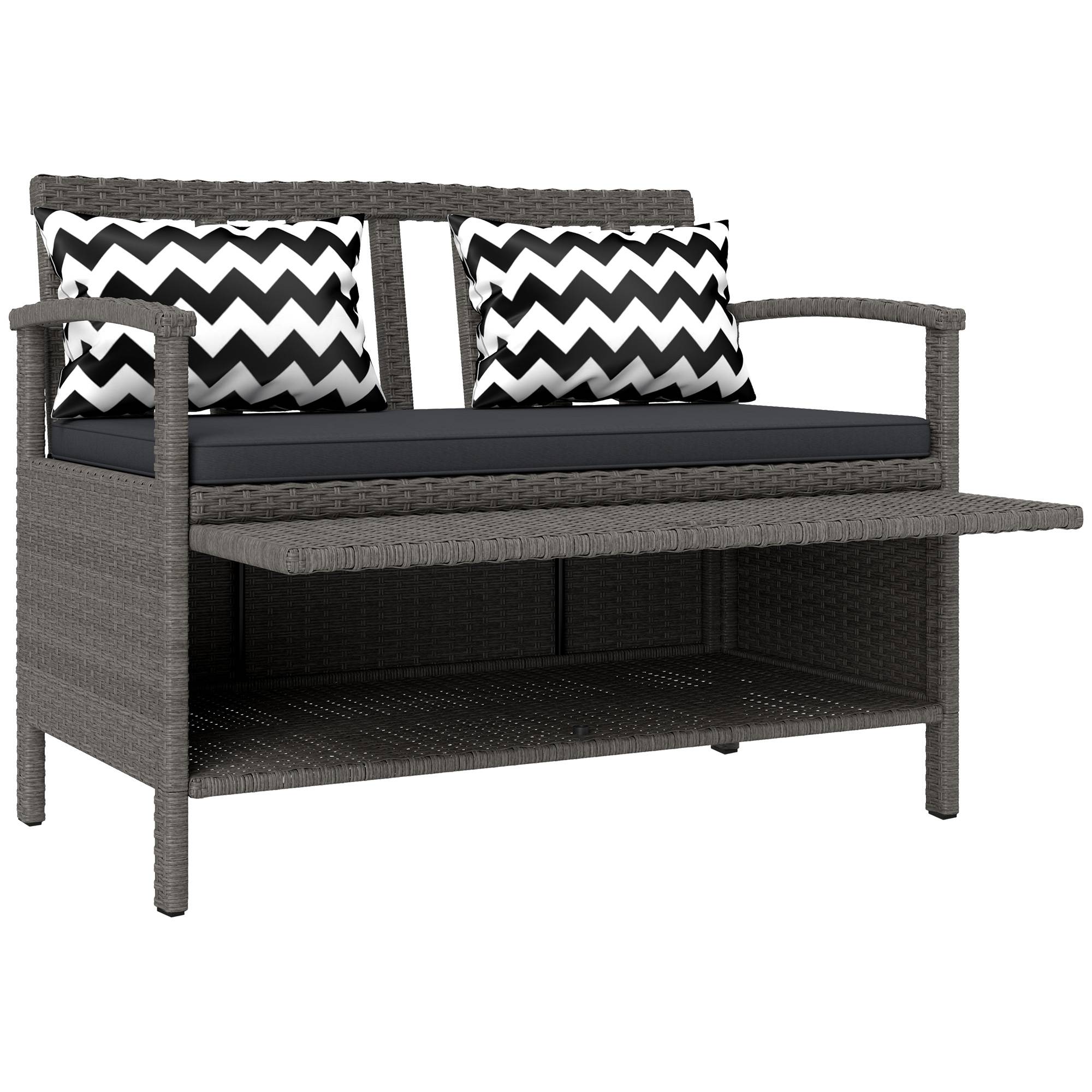 Banc de jardin 2 places avec coffre rangement 160L rotin PE terrasse gris - ComfortXL Outdoor Living - Image 2
