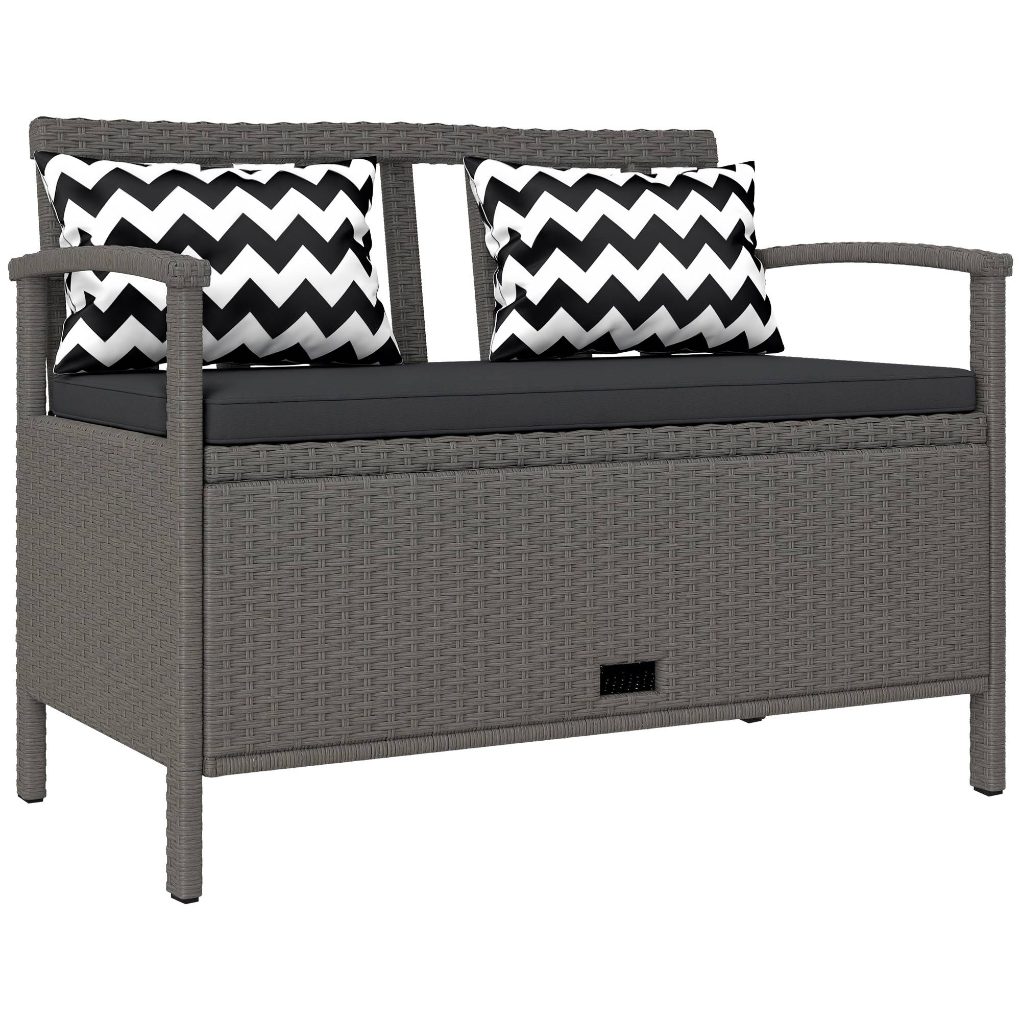 Banc de jardin 2 places avec coffre rangement 160L rotin PE terrasse gris - ComfortXL Outdoor Living - Image 1