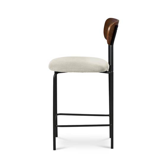 Sicaan Lot de 2 tabourets de bar scandinaves OLIVIA velours côtelé beige - Image 6