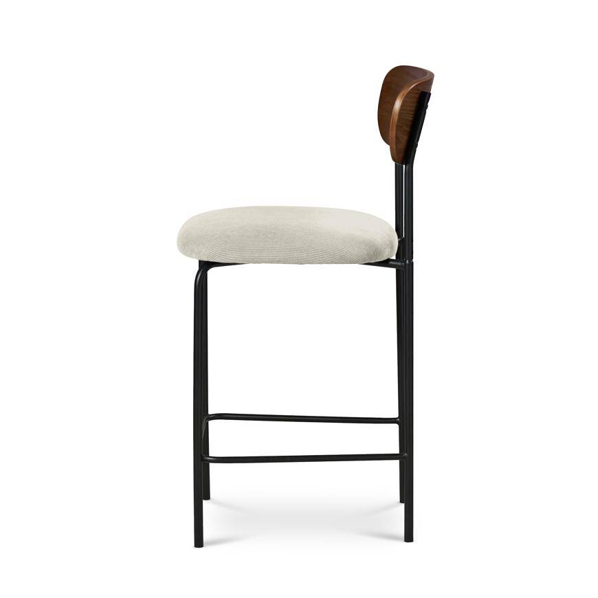 Sicaan Lot de 2 tabourets de bar scandinaves OLIVIA velours côtelé beige - Image 6