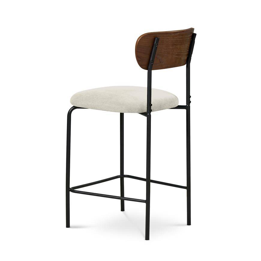 Sicaan Lot de 2 tabourets de bar scandinaves OLIVIA velours côtelé beige - Image 7