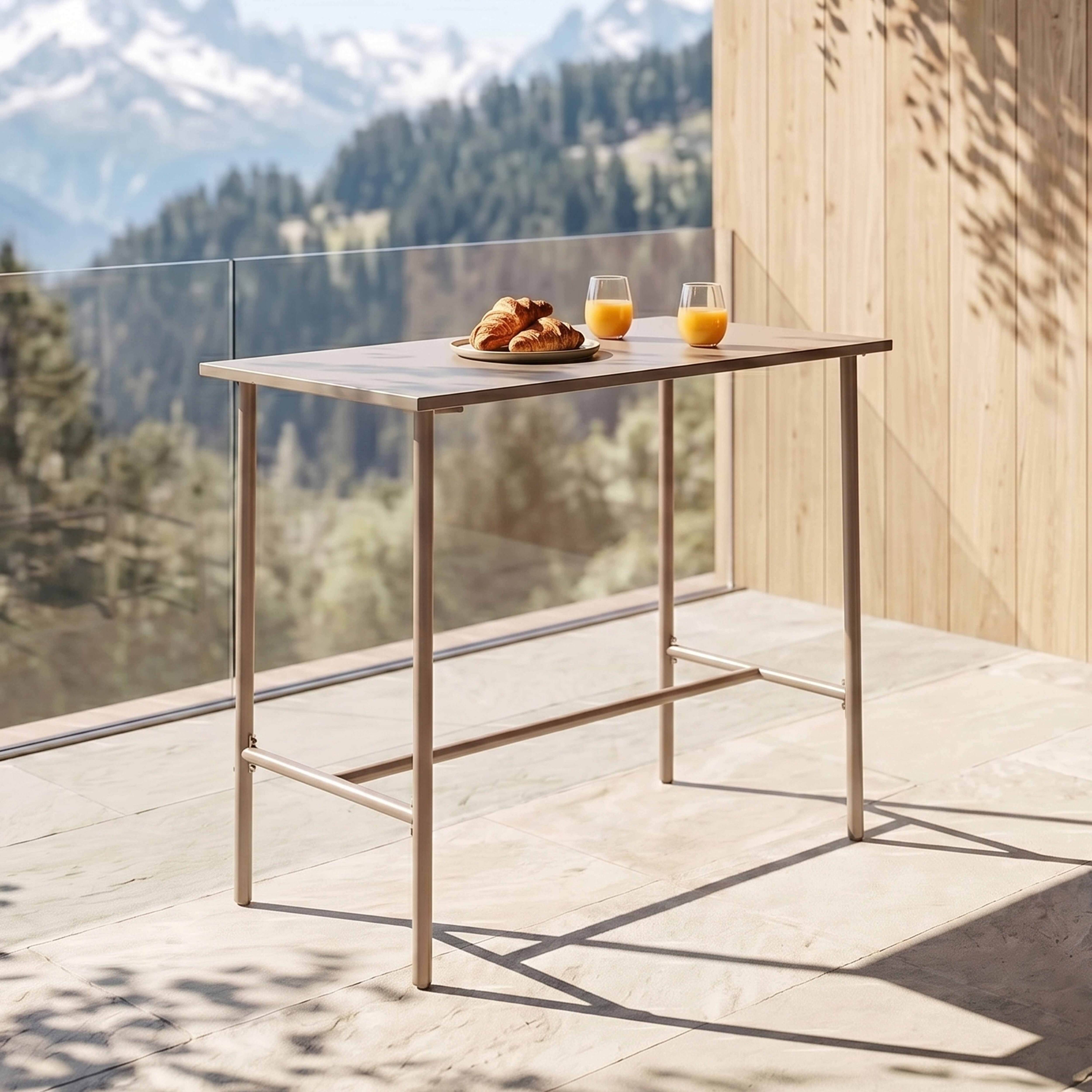 Oviala - Table haute de jardin en métal taupe 120 cm Palavas - Oviala - Imagen 2