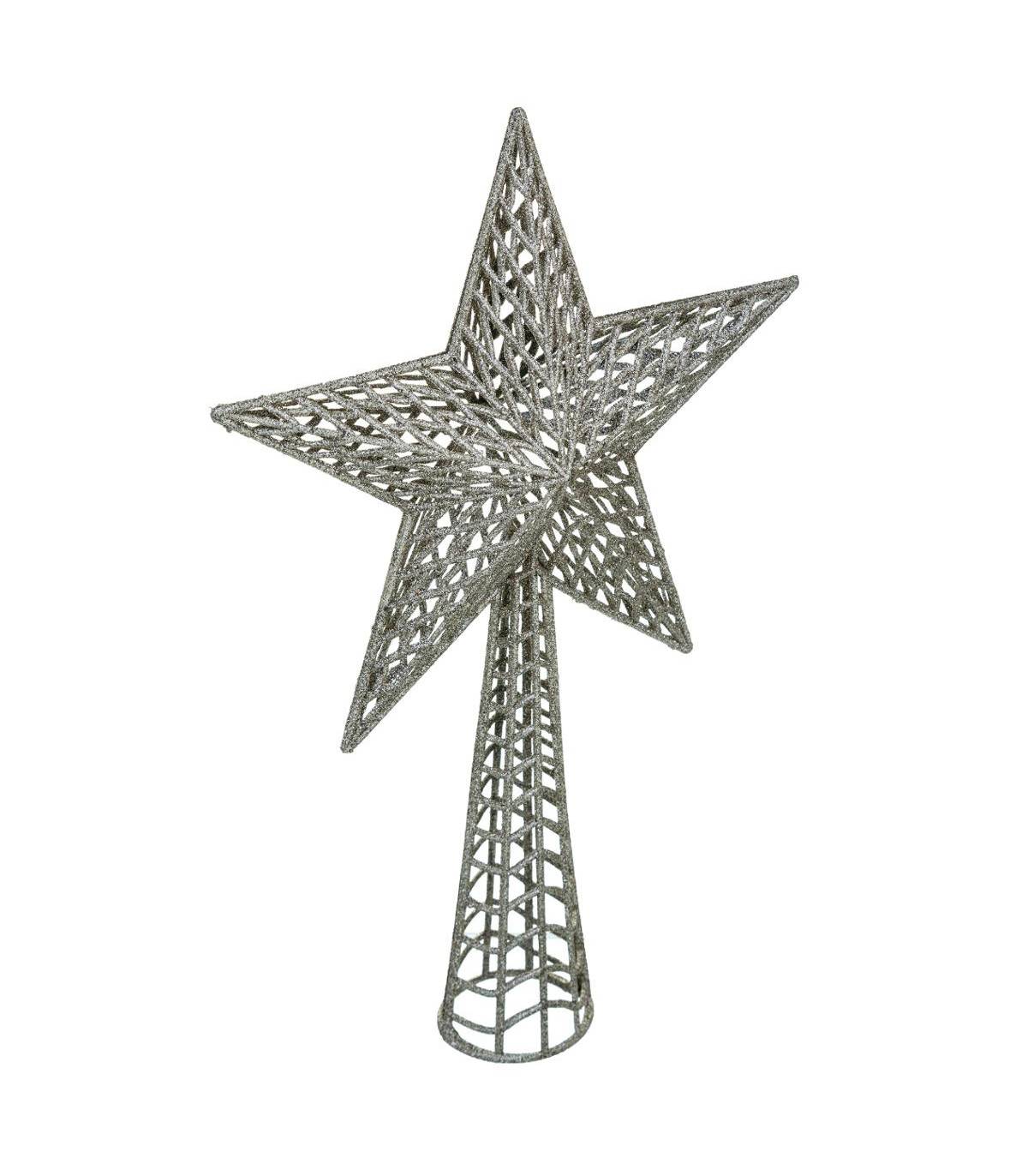 Déco Sapin de Noël Cimier Étoile Argent pailleté