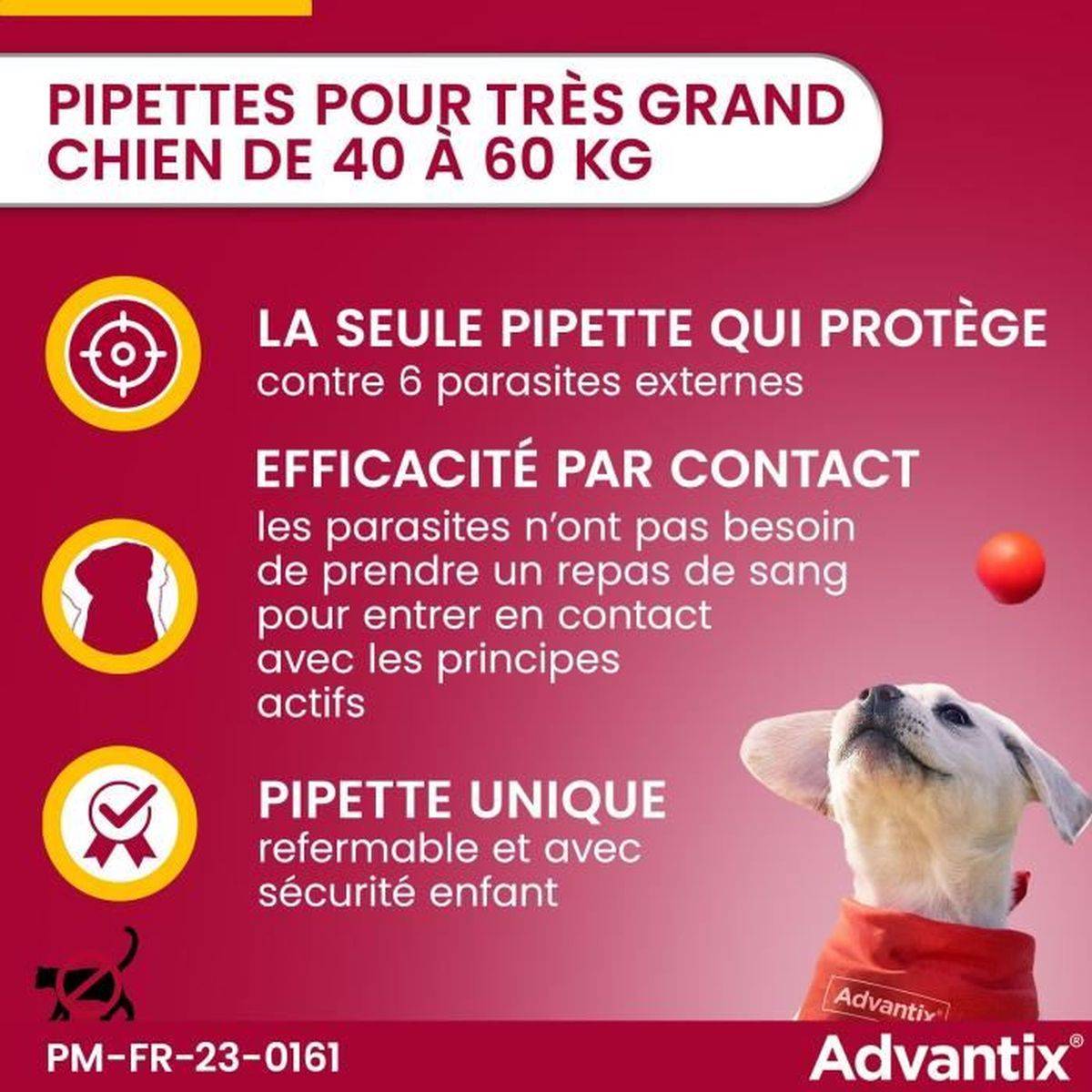 Advantix - Pipettes antiparasitaires pour chien 40 à 60 kg, 6 x 6 ml - Advantix - Imagen 4