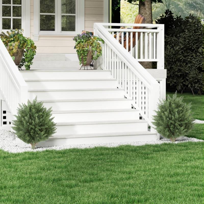 Lot 2 cyprès artificiels plastique anti-UV jardin avec piquet Ø40x60cm vert - ComfortXL Outdoor Living - Image 1