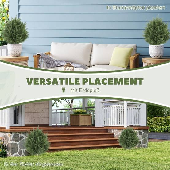 Lot 2 cyprès artificiels plastique anti-UV jardin avec piquet Ø40x60cm vert - ComfortXL Outdoor Living - Image 6