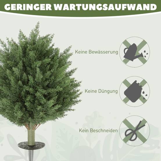 Lot 2 cyprès artificiels plastique anti-UV jardin avec piquet Ø40x60cm vert - ComfortXL Outdoor Living - Image 5
