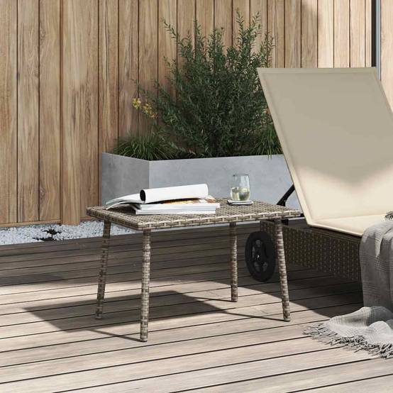 Table basse de jardin rectangulaire gris résine tressée 60 x 40 x 37 cm - PANGIVO - Image 3
