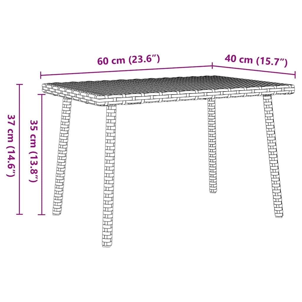 Table basse de jardin rectangulaire gris résine tressée 60 x 40 x 37 cm - PANGIVO - Image 8