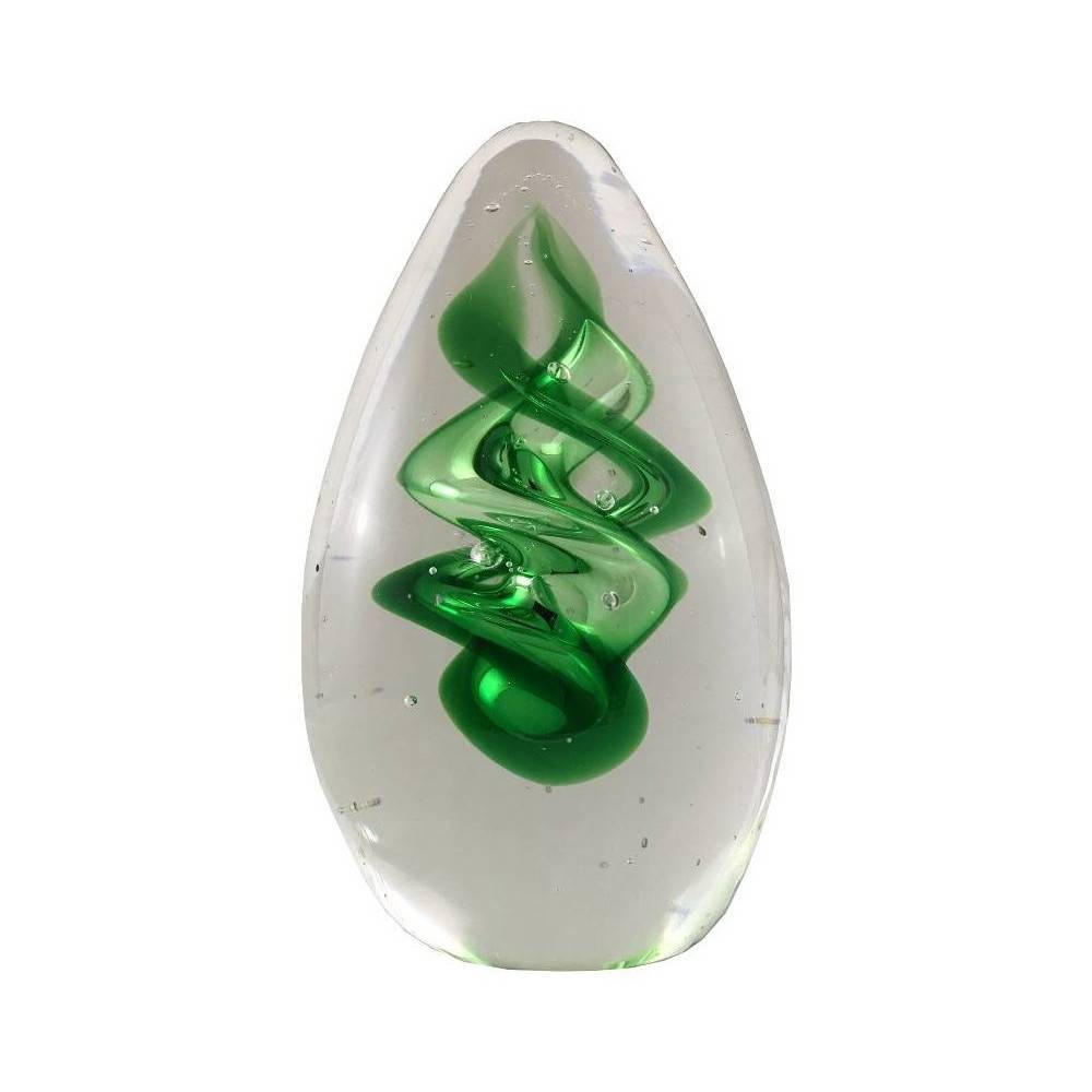 Presse papier sulfure "Tourbillons" en verre vert 10 x 6 cm Chemin de campagne - Imagen 1