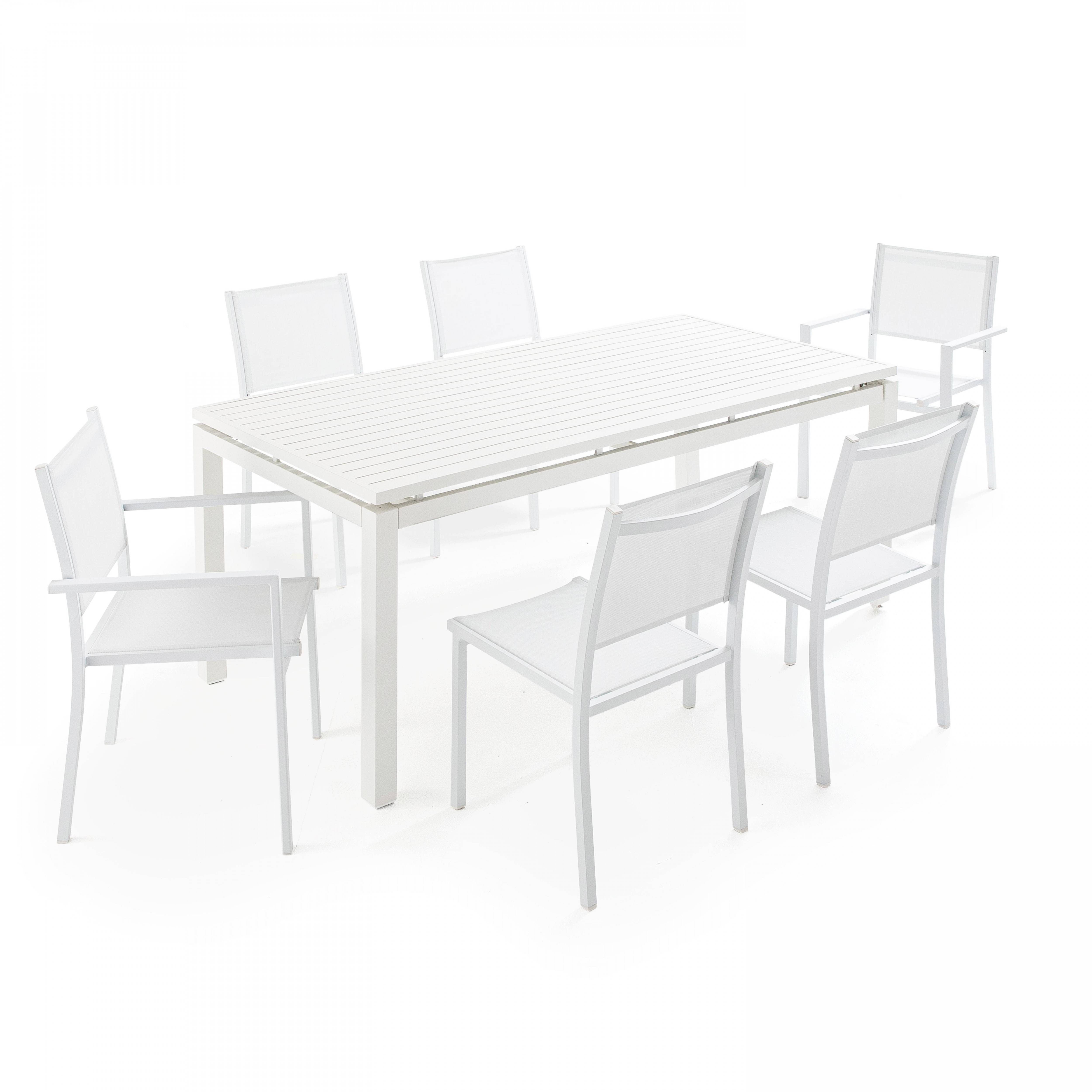 Oviala - Ensemble table de jardin extensible en aluminium et 8 assises blanc Galilée - Oviala - Imagen 3