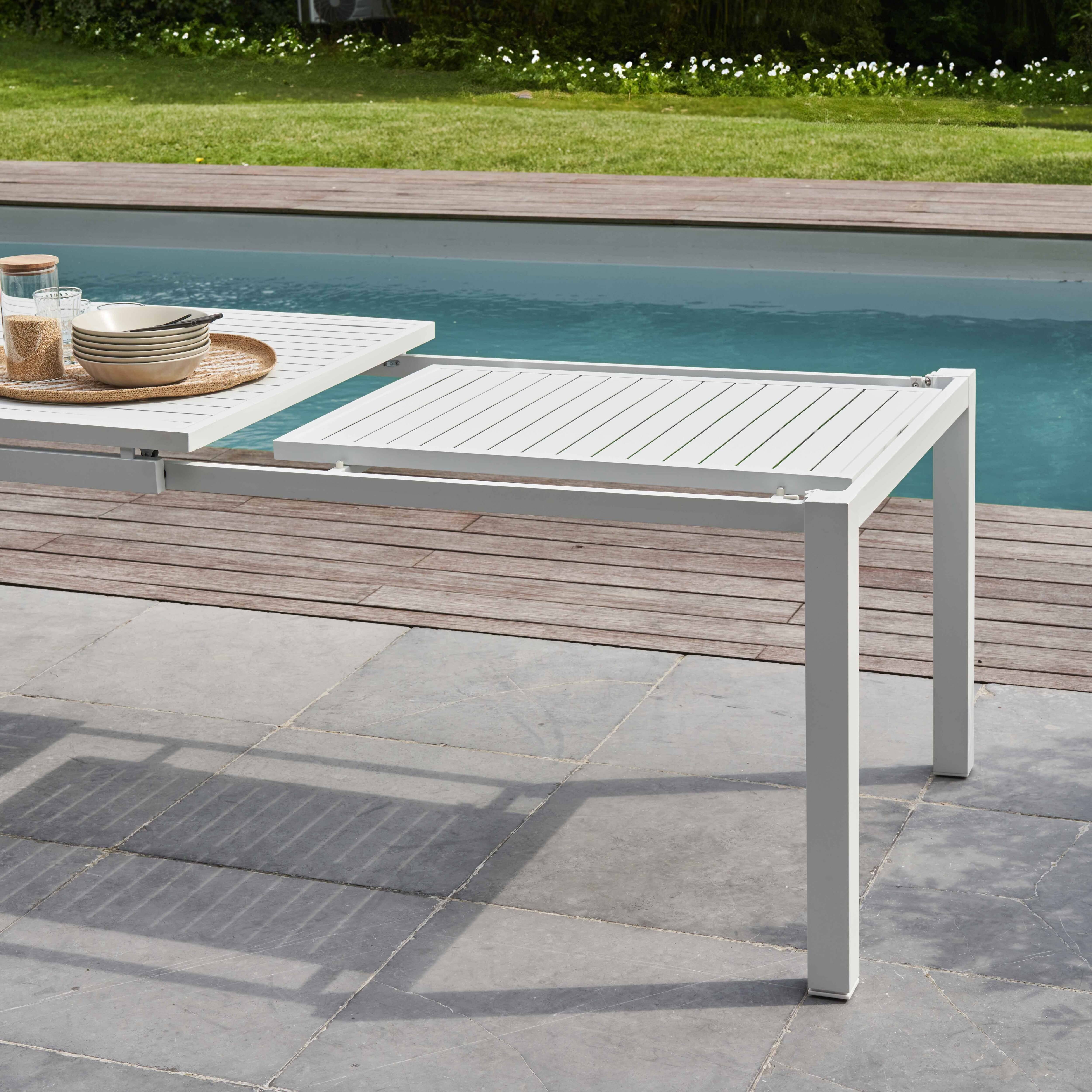 Oviala - Ensemble table de jardin extensible en aluminium et 8 assises blanc Galilée - Oviala - Imagen 6