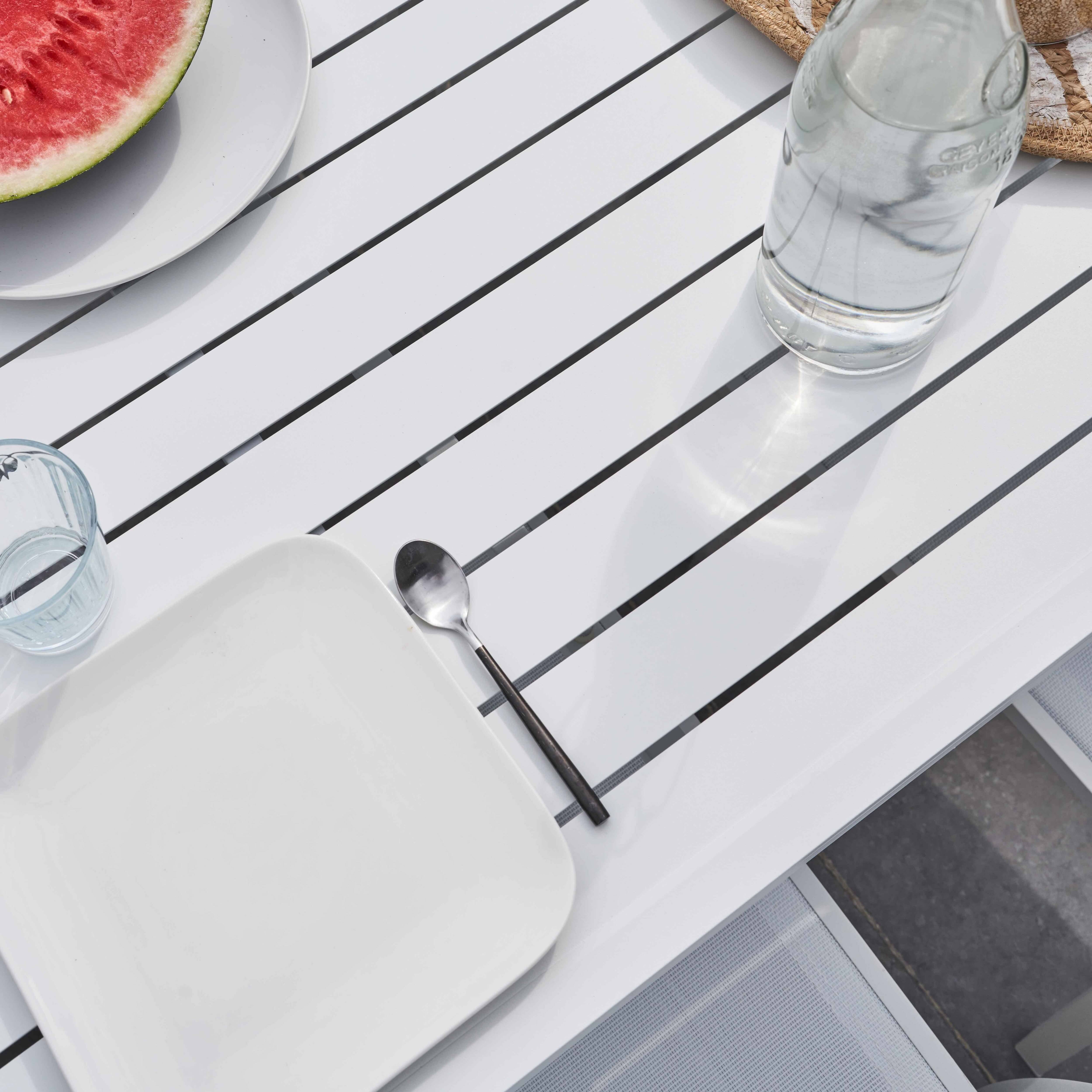 Oviala - Ensemble table de jardin extensible en aluminium et 8 assises blanc Galilée - Oviala - Imagen 4