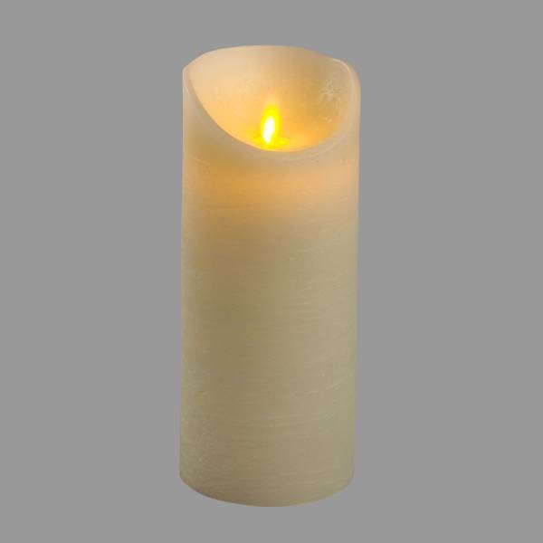 Bougie LED en cire rustique Ivoire à piles imitation flamme vacillante H18cm Timer Blanc chaud Lotti - Image 1
