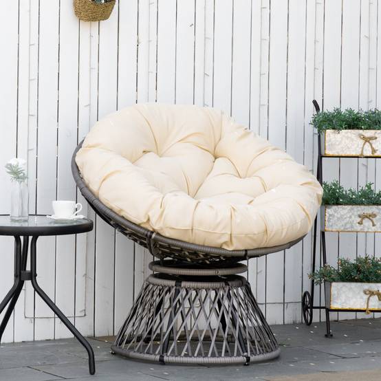 Fauteuil papasan rotin synthétique beige 87 x 97 x 90 cm - PANGIVO - Image 3