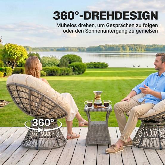 Fauteuil papasan rotin synthétique beige 87 x 97 x 90 cm - PANGIVO - Image 6