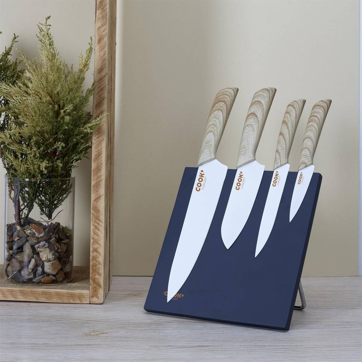 Cook Concept - Lot de 4 Couteaux avec Support "Aimanté" 34cm Gris - Image 4