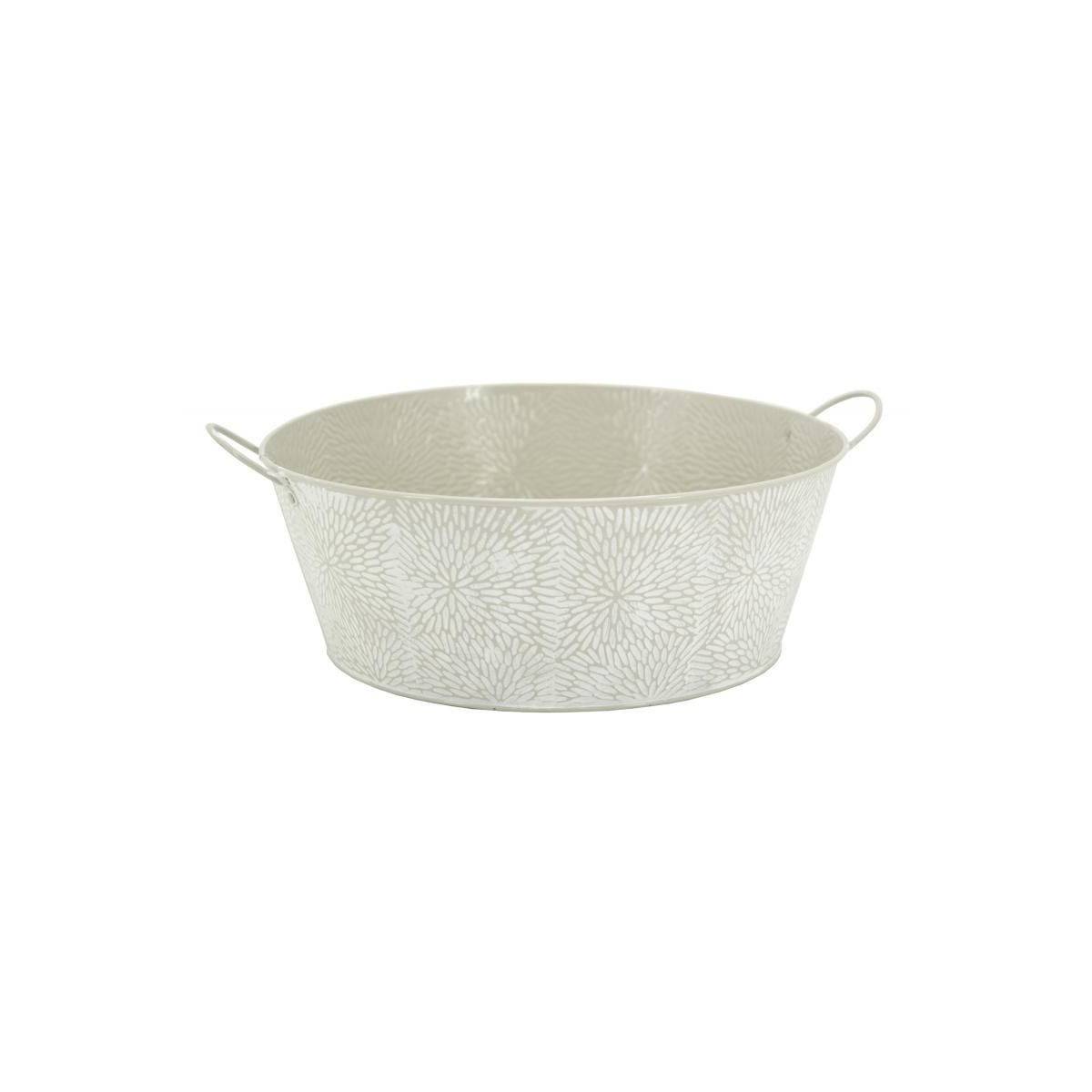 Aubry Gaspard - Corbeille ronde en métal laqué motif floral 30 cm