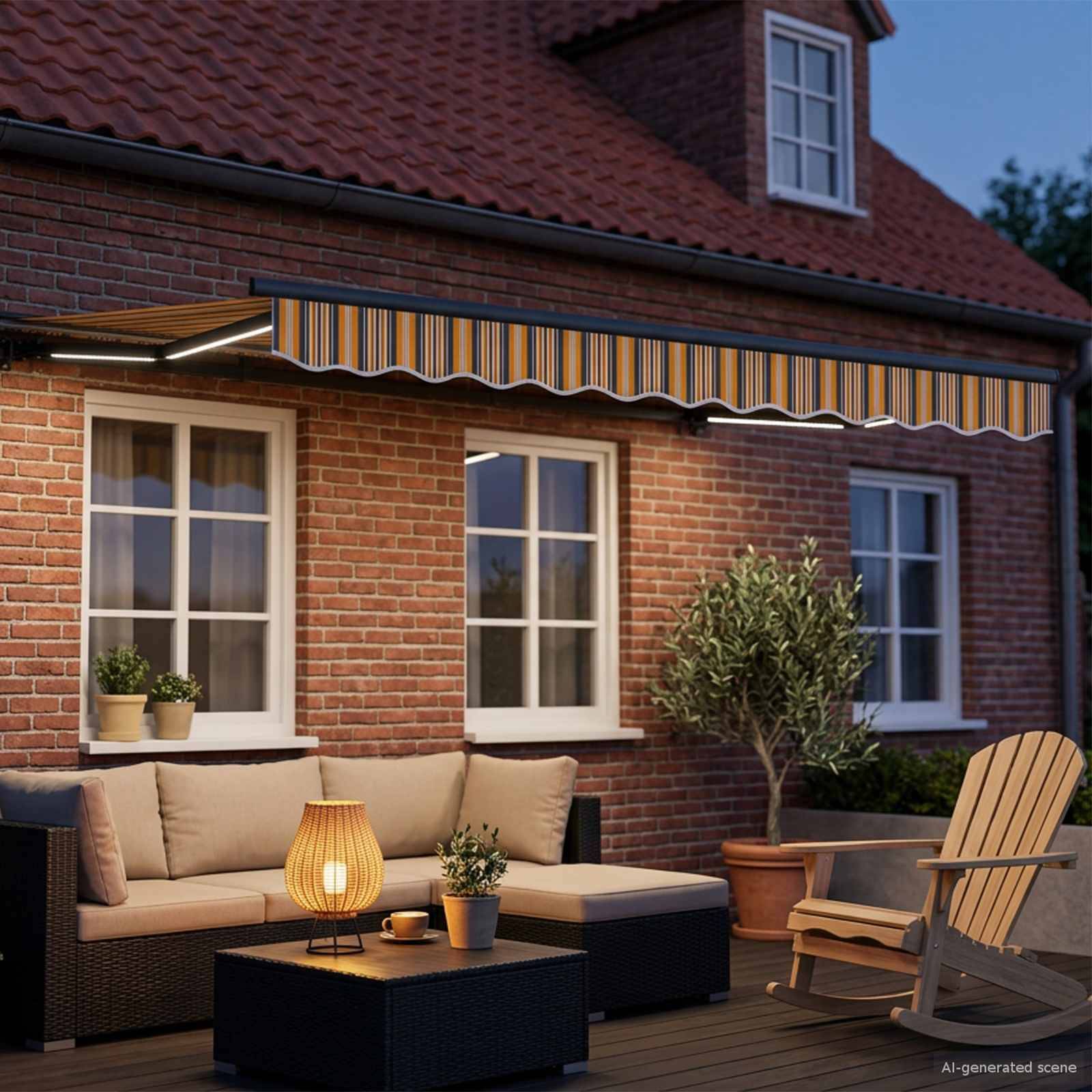 ComfortXL - Store banne électrique polyester terrasse ombre motorisée Jaune Gris Anthracite 3x2,5m - ComfortXL Outdoor Living - Image 3