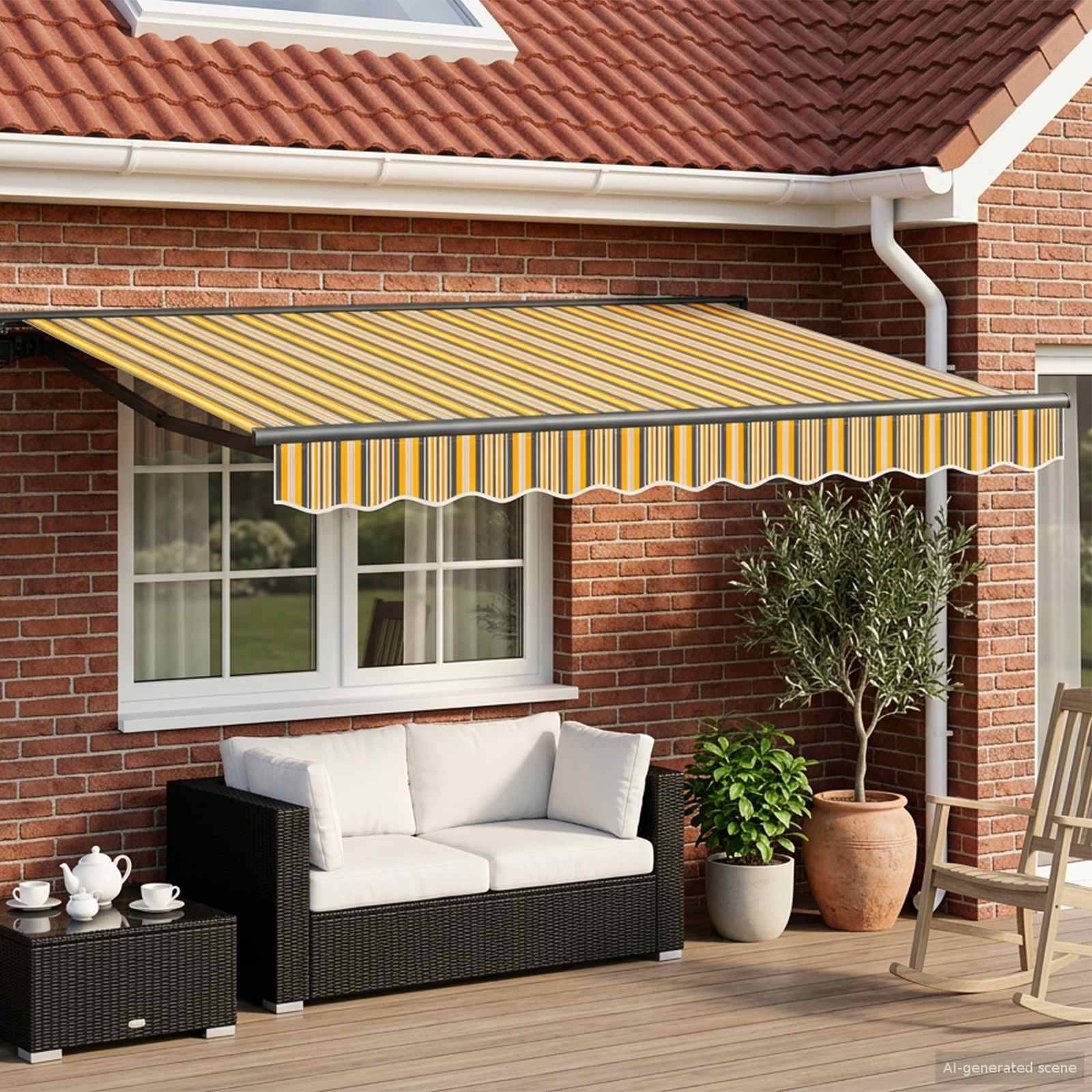 ComfortXL - Store banne électrique polyester terrasse ombre motorisée Jaune Gris Anthracite 3x2,5m - ComfortXL Outdoor Living - Image 1