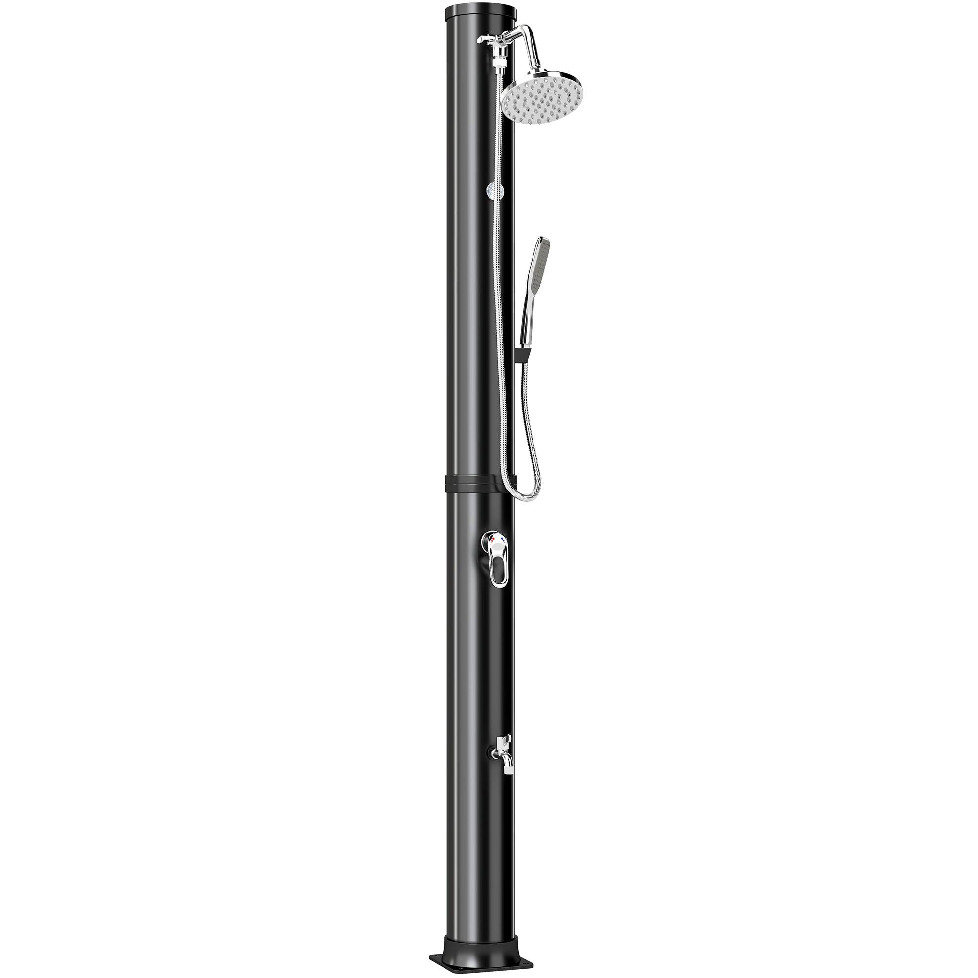 Douche solaire de jardin 40 L avec douchette, robinet au pied et température réglable (max. 60 °C) pour piscine - Noir - Image 2