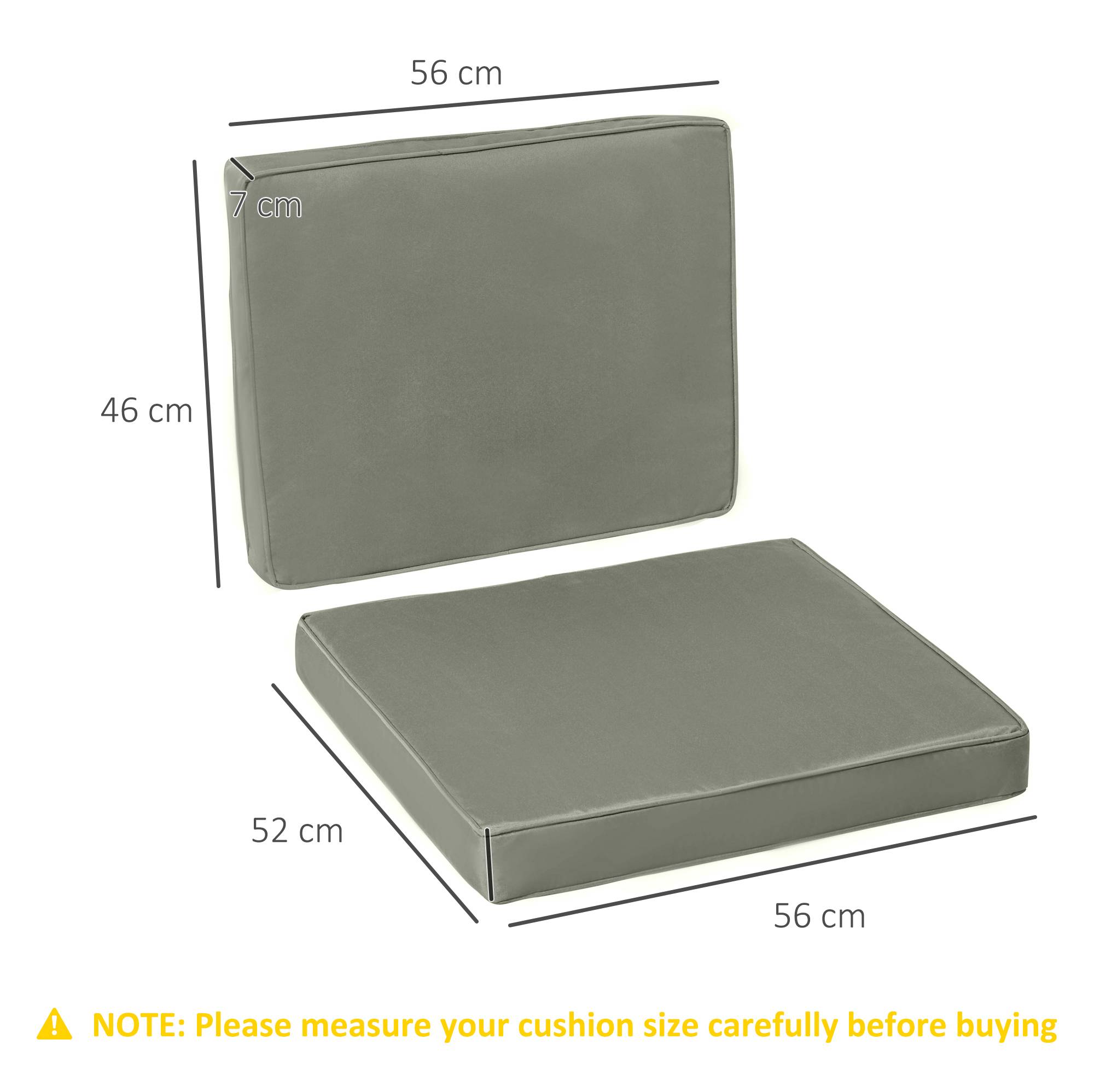 Outsunny - Lot 2 coussins de chaise déhoussables grand confort matelassé rembourrage mousse tissu polyester gris foncé - Outsunny - Image 3