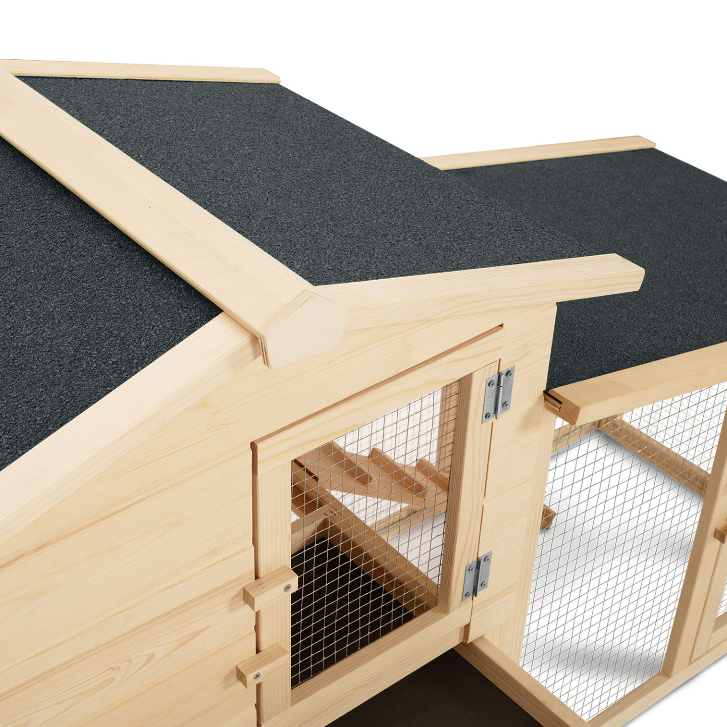 Poulailler VIP XXL – clapier double surélevé 2 niveaux, tiroir déjection, bois naturel – ID Market - Image 7