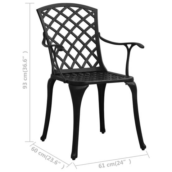 Chaises de jardin aluminium coulé noir 61 x 60 x 93 cm (lot de 4) - PANGIVO - Image 8