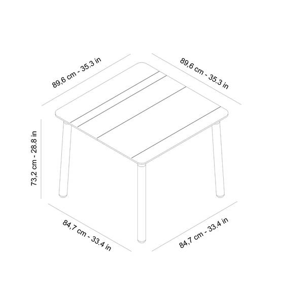 Table carrée extérieur 90x90 ivoire NOA garbar - Image 2