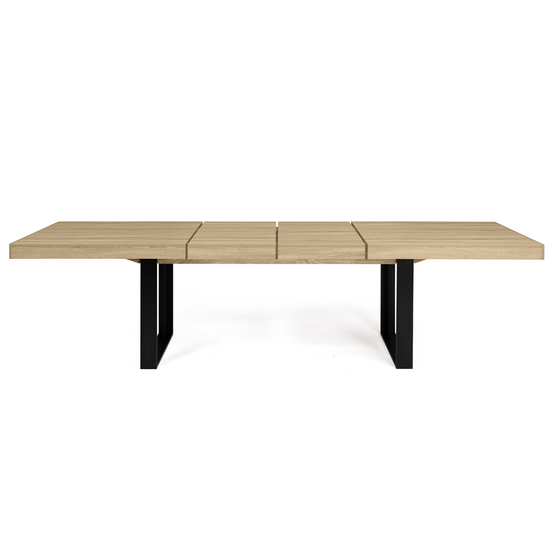 Table à manger extensible rectangle PHOENIX 6-12 personnes bois et noir 200-300 cm - Image 3