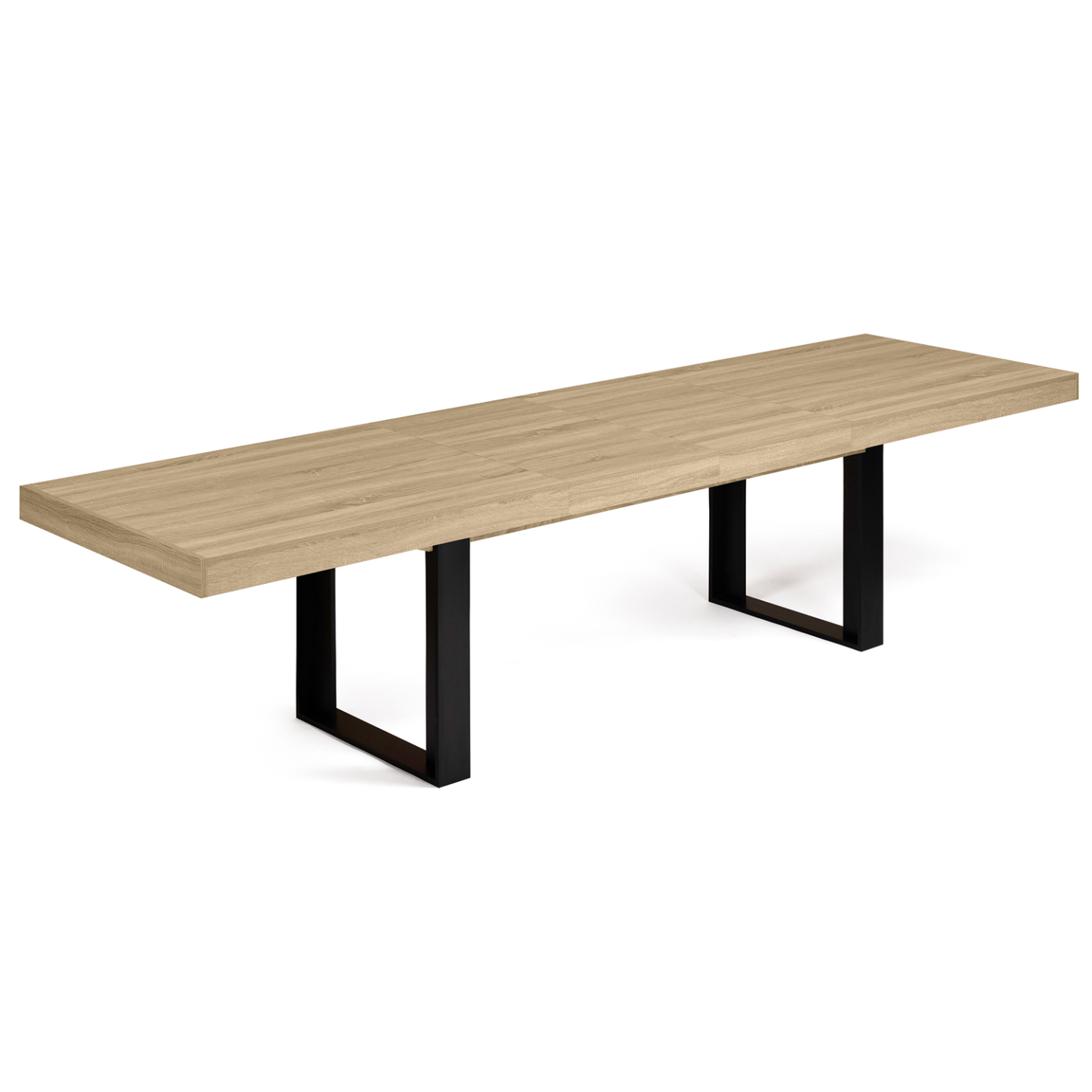 Table à manger extensible rectangle PHOENIX 6-12 personnes bois et noir 200-300 cm - Image 2