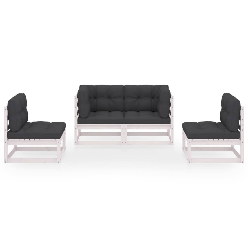 Helloshop26 - Salon de jardin meuble d'extérieur ensemble de mobilier 4 pièces avec coussins bois de pin massif - Imagen 1