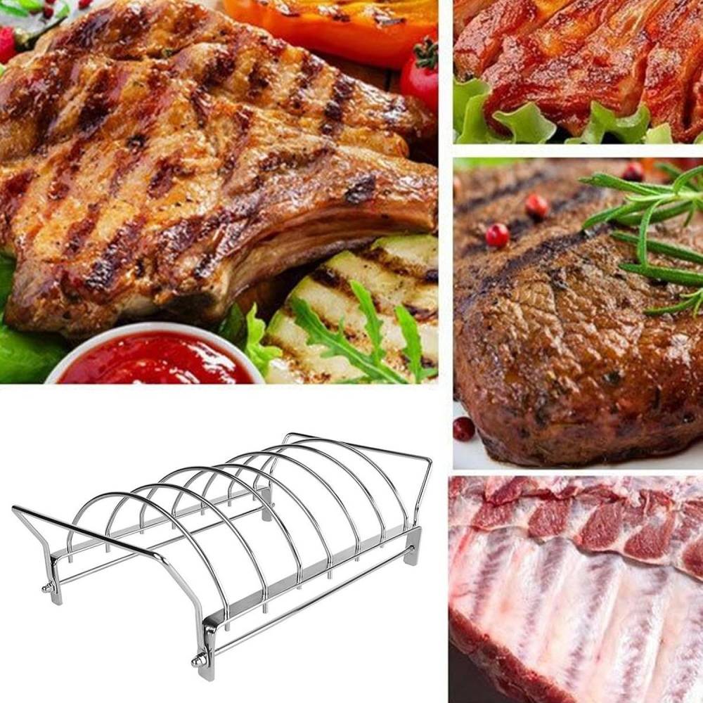 Support vertical pour barbecue - 6 côtes/ailes - Acier inoxydable antiadhésif - Pliable et facile à nettoyer-Living123 - Image 6