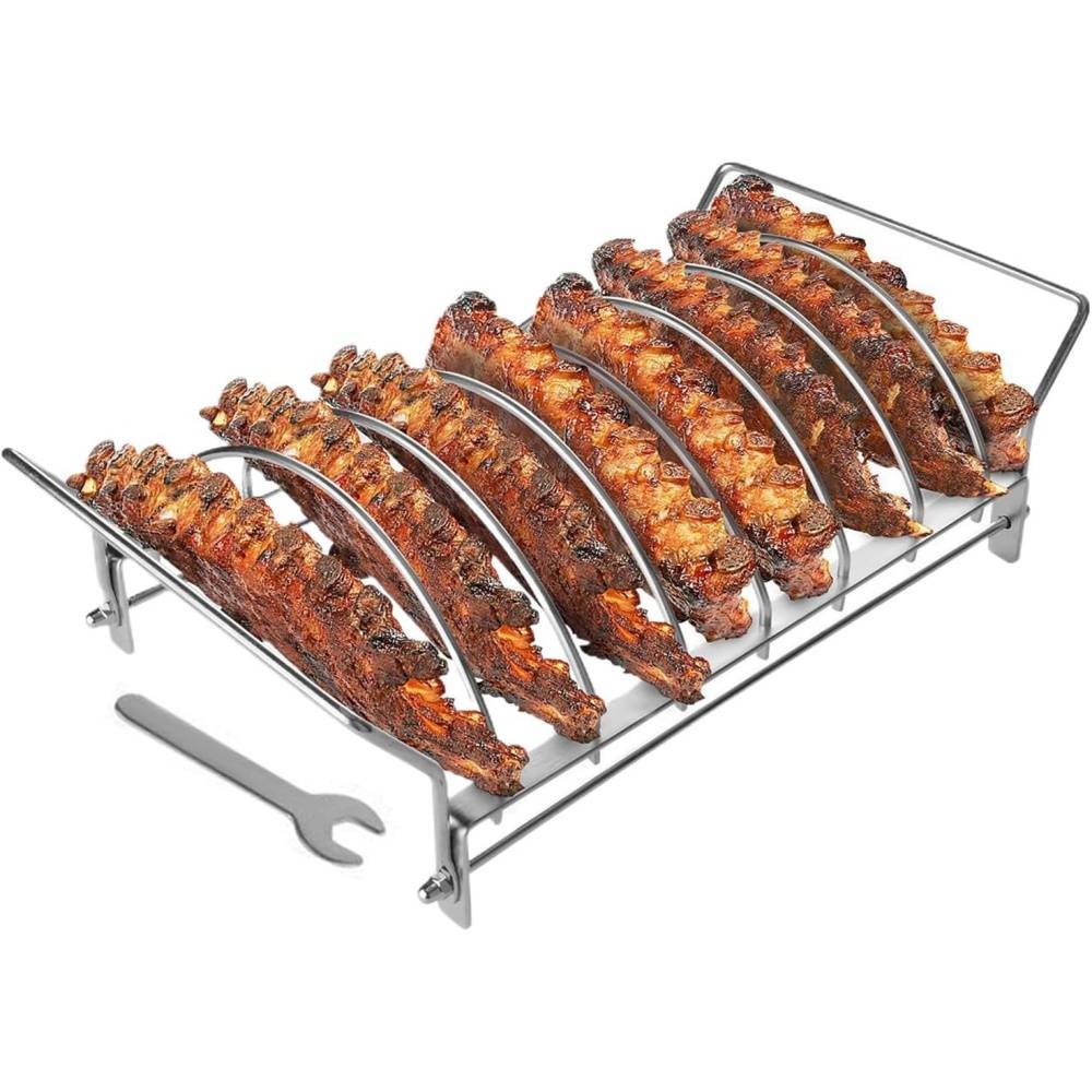 Support vertical pour barbecue - 6 côtes/ailes - Acier inoxydable antiadhésif - Pliable et facile à nettoyer-Living123