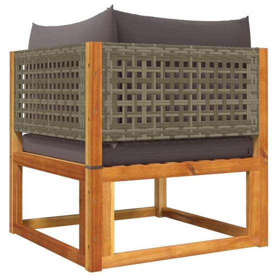Ensemble de canapés de jardin | Canapé D'extérieur | Sofa De Jardin 3 pièces avec coussins en bois d'acacia et rotin Maison Chic - Image 7