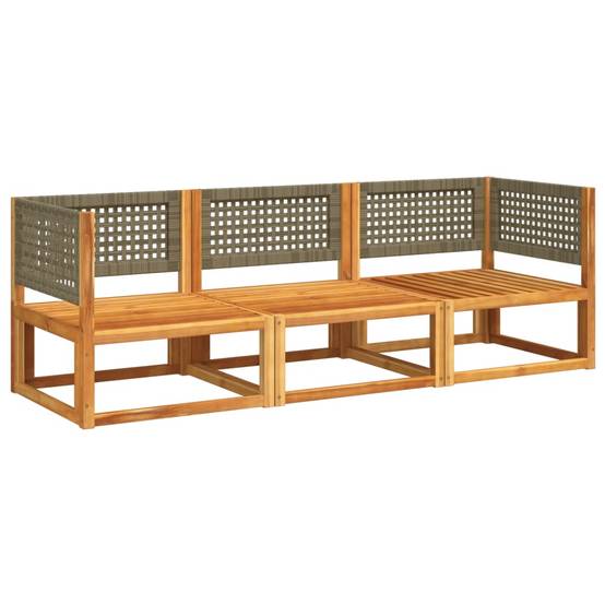 Ensemble de canapés de jardin | Canapé D'extérieur | Sofa De Jardin 3 pièces avec coussins en bois d'acacia et rotin Maison Chic - Image 3