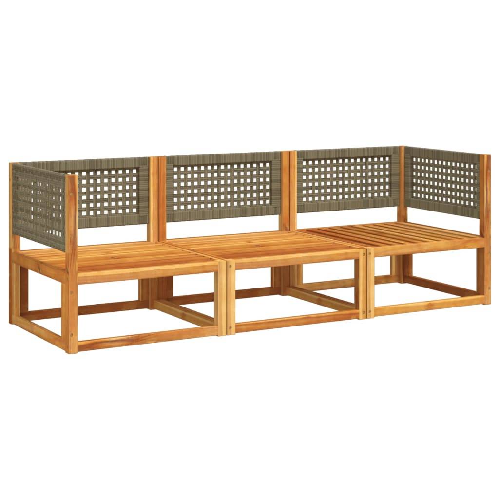 Ensemble de canapés de jardin | Canapé D'extérieur | Sofa De Jardin 3 pièces avec coussins en bois d'acacia et rotin Maison Chic - Image 3