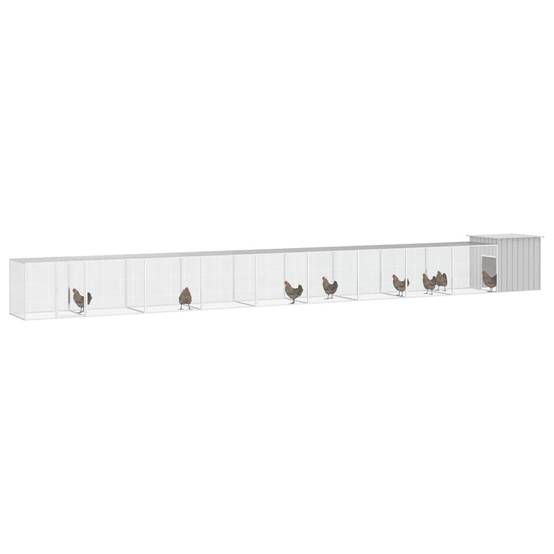 Poulailler enclos acier galvanisé volaille extérieur parc grillage 1000x91x100cm gris - ComfortXL Outdoor Living - Image 2