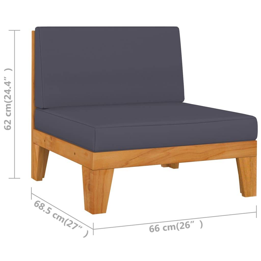 Helloshop26 - Salon de jardin meuble d'extérieur ensemble de mobilier 5 pièces avec coussins bois d'acacia solide - Imagen 8