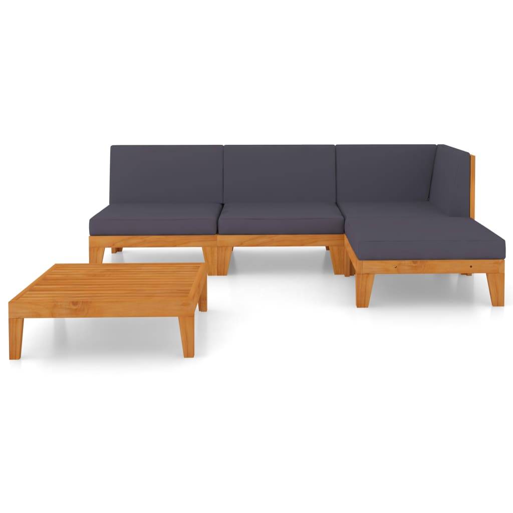 Helloshop26 - Salon de jardin meuble d'extérieur ensemble de mobilier 5 pièces avec coussins bois d'acacia solide - Imagen 2