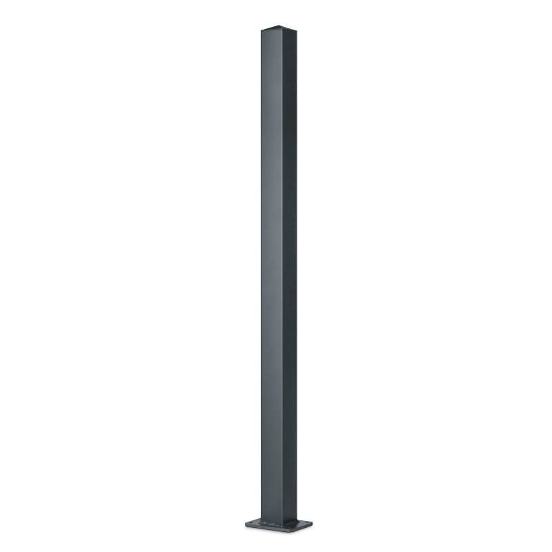 Poteau aluminium tradition style ferronnerie sur platine universel pour portail et portillon chapeau inclus H1.86 m Gris - Easy Clôture - Image 1
