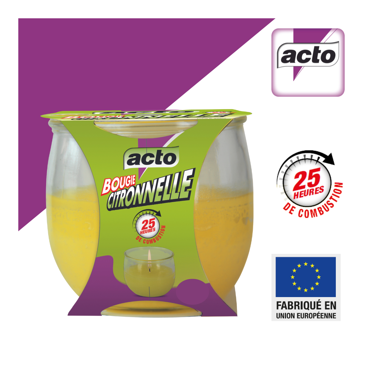 Acto - Bougies ACTO Citronnelle: Ambiance et Sécurité pour Vos Soirées - Image 2