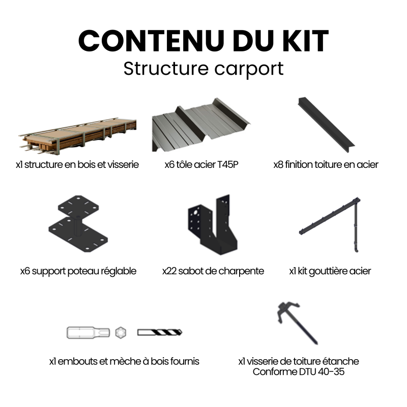 Cerland - CARPORT BOIS SOLAIRE 1 VOITURE 15M² - Image 9
