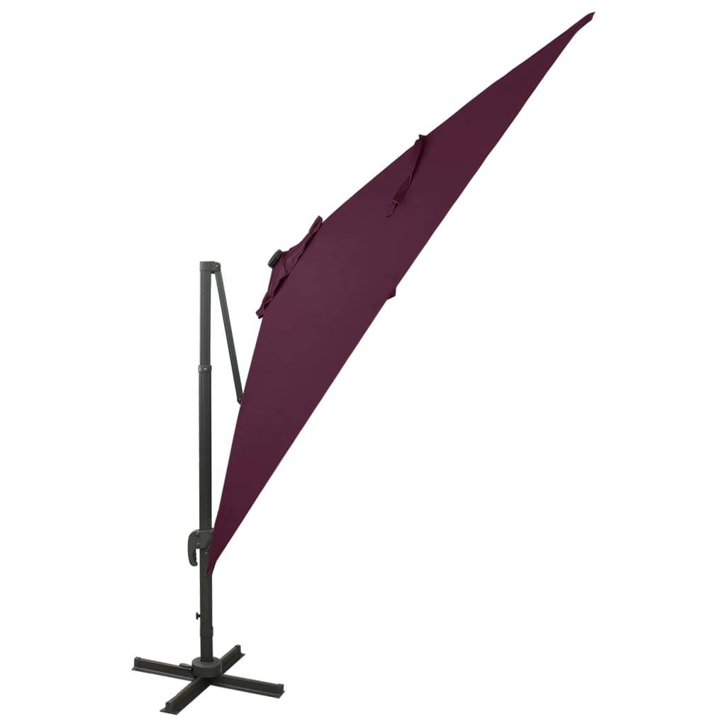 Helloshop26 - Parasol meuble de jardin déporté avec mât et lumières led 300 cm rouge bordeaux - Imagen 2