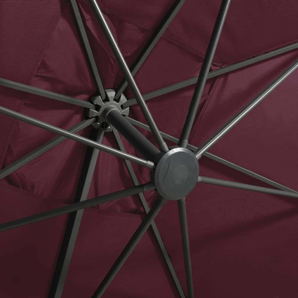 Helloshop26 - Parasol meuble de jardin déporté avec mât et lumières led 300 cm rouge bordeaux - Imagen 8
