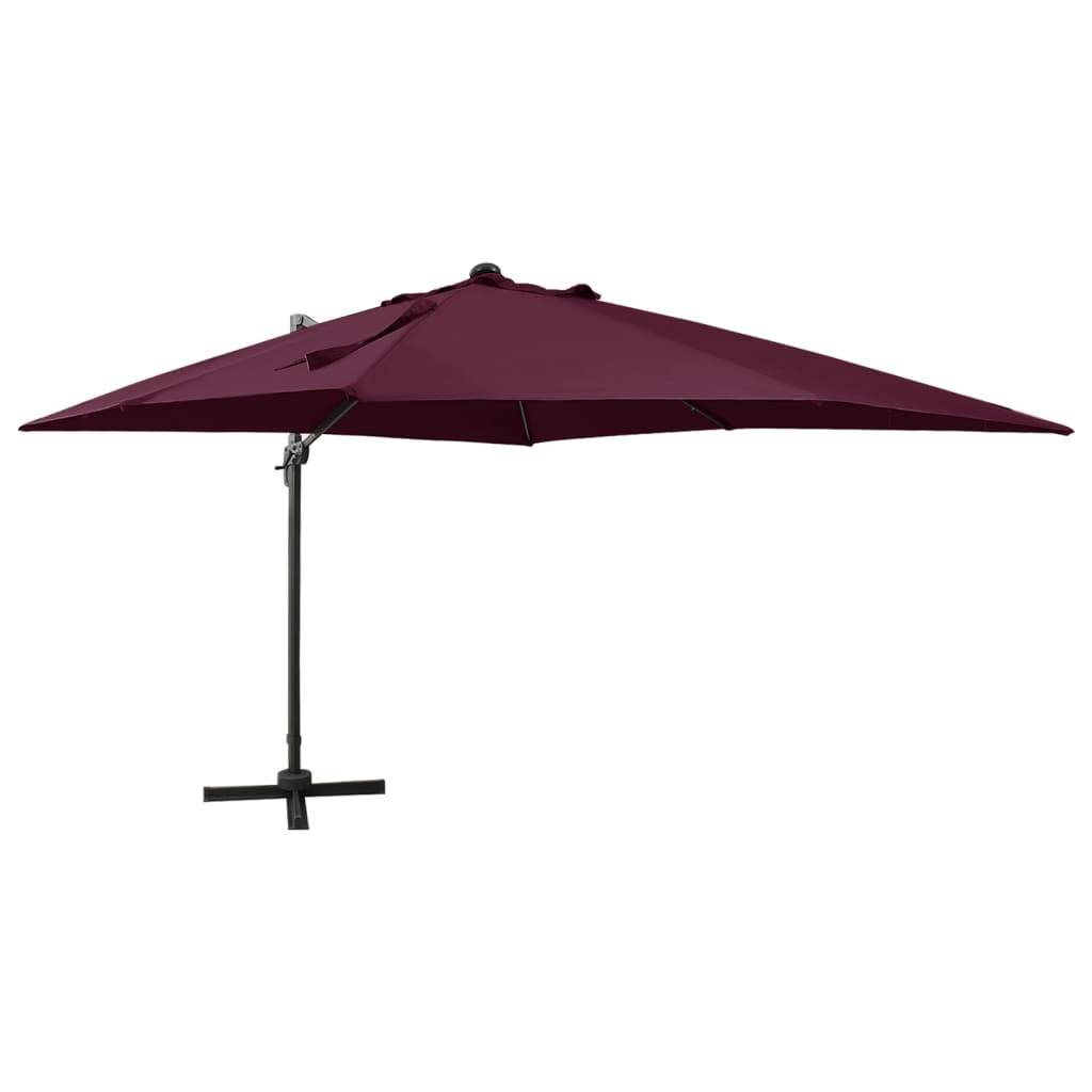 Helloshop26 - Parasol meuble de jardin déporté avec mât et lumières led 300 cm rouge bordeaux - Imagen 1