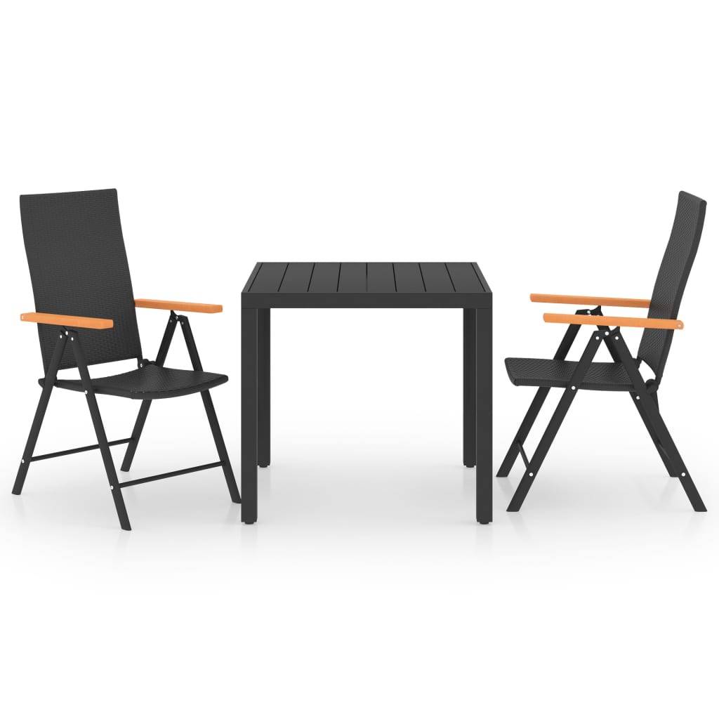Vidaxl - Ensemble à manger de jardin 3 pcs noir et marron vidaXL 3060082 - Imagen 2